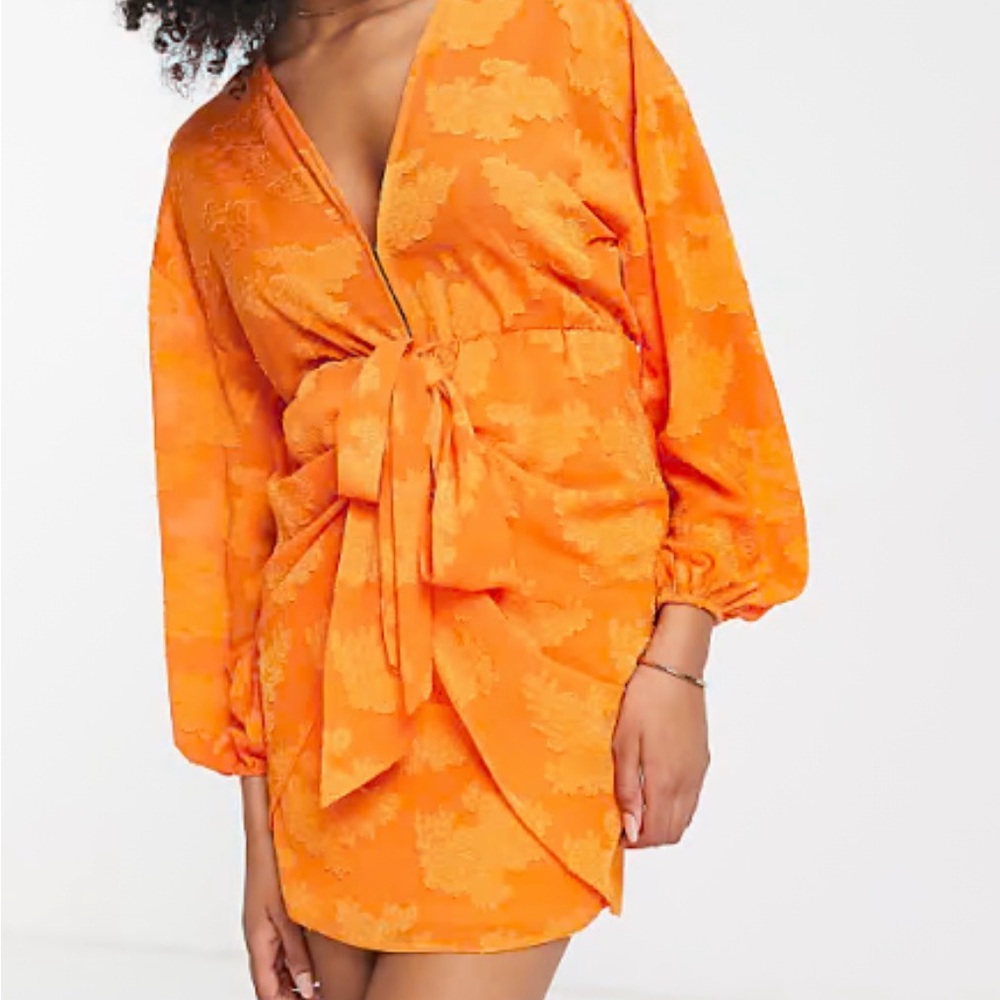 ASOS Vibrant Orange Tie-Waist Mini Dress